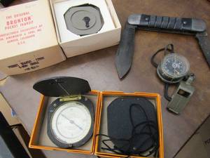 lot 375 image: Standard pocket compass Dietzgenin box original Brunten pocket transit with original box and more