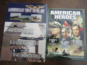 lot 390 image: American War eagles DVDs F4U B-29, P47 American Heros Collection DVDs In harms way, Hell is for heros bridge og Toko-Ri