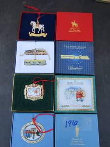 lot 196 image: Four White House Christmas ornaments  2011, 2014,, 1991,  RED COATS 1994