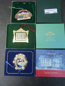 lot 208 image: White House Christmas ornaments  2003, 2004 & 1997