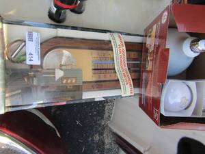 lot 414 image: indooroutdoor temp and humidity gauge  IN BOX and assorted light bulbs