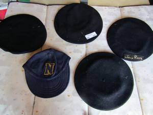 lot 429 image: 4 Black barats ( PEBEO, BARAT, ENOYA, ONE MARKED JOYY ROGER) 1 Navy blue BALL CAP