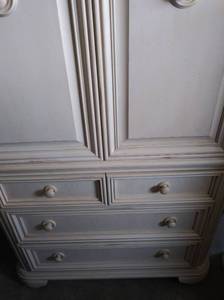 lot 28 image: Stanley Armoire cabinet 2 doors 4 drawer (2 large) 2 small 77x43x21