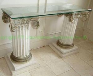 lot 8 image: Hall table with Roman Corinthian columnar and corbel base, 32 x 50 x 16, matches lot 13