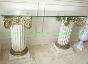 lot 13 image: Hall table with Roman Corinthian columnar and corbel base, 32 x 50 x 16, matches lot 8