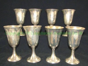lot 34 image: Sterling silver El-Sil-Co stem Chalice cups set of 8 (bid is times the quantity)