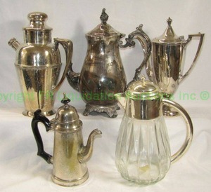 lot 55 image: Vintage silver plate and glass coffee carafes