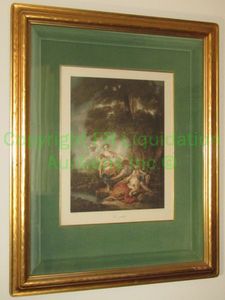lot 98 image: Framed and matted lithograph La peche by Franois Boucher, 33 x 41