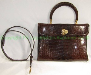 lot 99 image: Genuine Alligator skin Caiman purse and belt (belt is in rough condition)