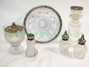 lot 89 image: Sterling silver and crystal vintage serving ware as shown