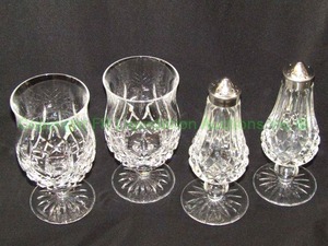 lot 88 image: Waterford Lismore crystal salt & pepper shakers set and Waterford Lismore crystal goblet set