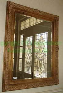 lot 15 image: Ornate framed beveled wall mirror, 40 x 50, matches lot 11