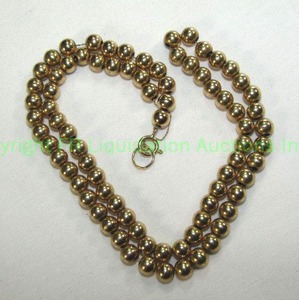 lot 421 image: 14K Gold Polished Bead Necklace 18L Marked 14K on clasp