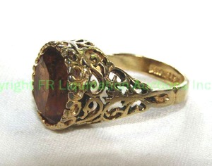 lot 424 image: 18K Heavy Gold Electroplate Fashion Ring. High Table Design. Smokey Quartz Stone. Size 5.25