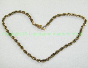lot 431 image: 14K Gold Rope chain bracelet. Tube Clasp with safety. Marked 14K on clasp insert. 10L Big Size