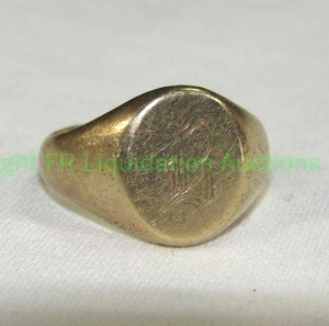 lot 435 image: 10K gold Signet Ring Marked 10K Star Size 6 Has Monogram Initial B