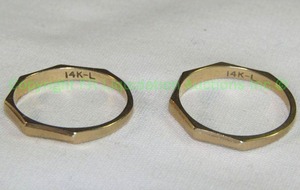 lot 441 image: 14K Octagon Shape stack rings. Matching Pair. Marked 14K - L Size 7.75
