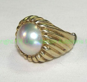 lot 444 image: 10K and Pearl Ring, Marked 10K Size 6