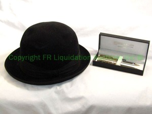 lot 81 image: Motsch Paris for Pierre Cardin vintage black bowler hat and boxed pen set