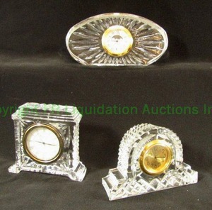 lot 95 image: Waterford crystal diminutive desk clocks
