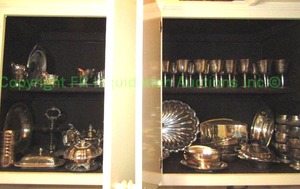 lot 111 image: Assorted silver plate serving ware as shown