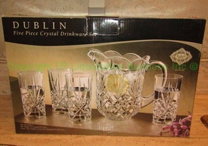 lot 138 image: Dublin five piece crystal drinkware set in box