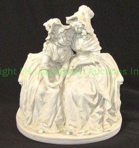 lot 140 image: Antique Capodimonte (makers mark) blanc de chine statuette, 9 tall