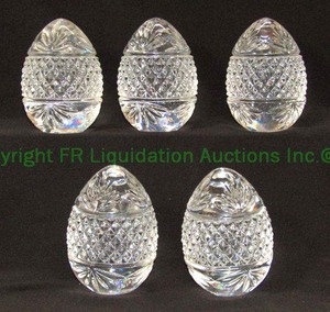 lot 321 image: Made in France lead crystal paperweights in egg form, 5 count, marked France