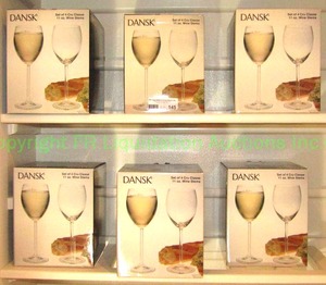 lot 145 image: Danske set of 24 cru classe 11 oz. wine stems, 6 boxes, 4 per box never used