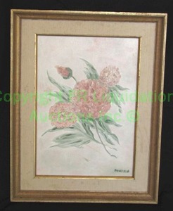 lot 168 image: Signed Devereux original framed water color, thistle, 14 x 18