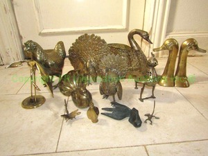 lot 149 image: Assorted solid brass animals as shown, tallest is 9