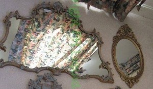 lot 600 image: Vintage framed mirrors as shown (2 total)