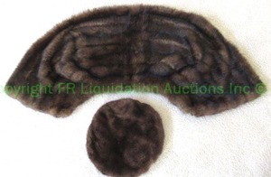 lot 574 image: Neiman Marcus Chinese mink fur stole and matching hat, great color, soft hand