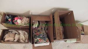 lot 705 image: Boxes of textiles including lace and purse plus as shown