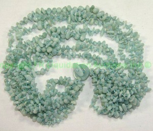 lot 605 image: Blue Glass Multi Strand Necklace Shortest 14L Longest 20L Toggle Clasp Aqua Color