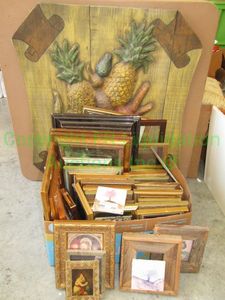 lot 200 image: Assorted picture frames, barn wood frames and framed prints