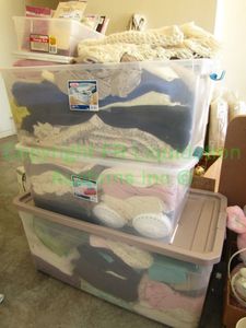 lot 197 image: Assorted clothes, textiles and panty hose three totes full