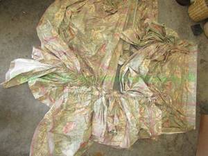 lot 205 image: Custom made floral pattern swag curtains