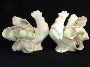 lot 233 image: Large unusual blanc de chine ceramic art roosters, matched pair