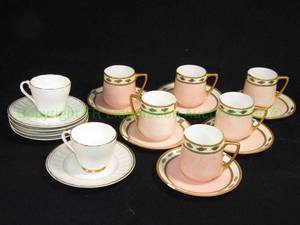 lot 260 image: Imperial and art deco Rosenthal Donatello fine china tea cup and saucer sets