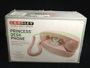 lot 264 image: Crosley retro pink Princess desk phone in original box