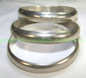 lot 625 image: Set of 3 Sterling Mexico Monterrey Camarena bangle bracelets All are marked and Sterling 925