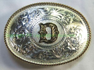 lot 668 image: Montana Silversmith Initial D Silver Plate Belt Buckle.