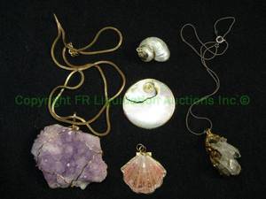 lot 671 image: Liquid Gold Jewelry Selection. Features Artisan Crafted pieces including an Amethyst Specimen