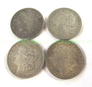 lot 496 image: Silver Morgan dollars late 1800s (Bid is times the quantity of 4)