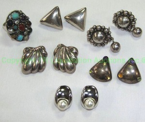 lot 785 image: Sterling multi gemstone ring, Sterling Taxco and sterling earrings