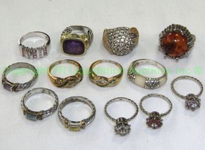 lot 791 image: David Yurman 14K and sterling Metallic Noblesse 8.75 ct cushion cut Amethyst ring (marked DY 585 925 c.2000) and sterling and sterling vermeil ring selection, All marked