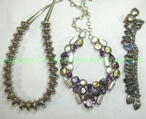 lot 797 image: Sterling jewely selection. Includes multi gemstone Amethyst, MOP and Citrine statement necklace plus. All marked