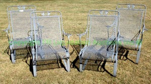 lot 778 image: Set of 4 metal patio chairs with grape leaf motif as shown