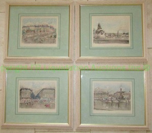 lot 206 image: Guy De Neyrac framed mid century Parisian prints, Set of 4, c1950s, 16 x 14 each